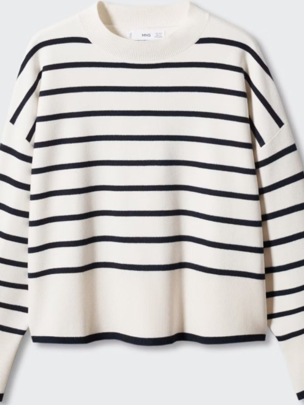 Mango Navy Blue Striped Knit Sweater – Size L